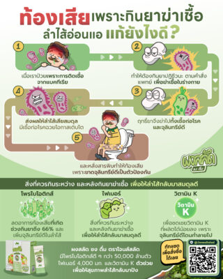ท้องเสียเพราะกินยาฆ่าเชื้อ ลำไส้อ่อนแอ แก้ยังไงดี.jpg